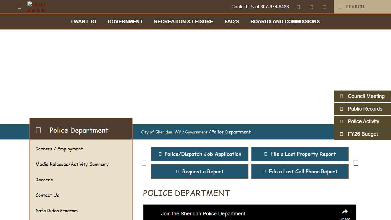 Police Department - City of Sheridan, WY